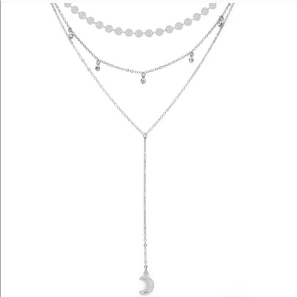 EYEPOPSUPPLY: Three layer moon pendant necklace - Picture 2 of 4